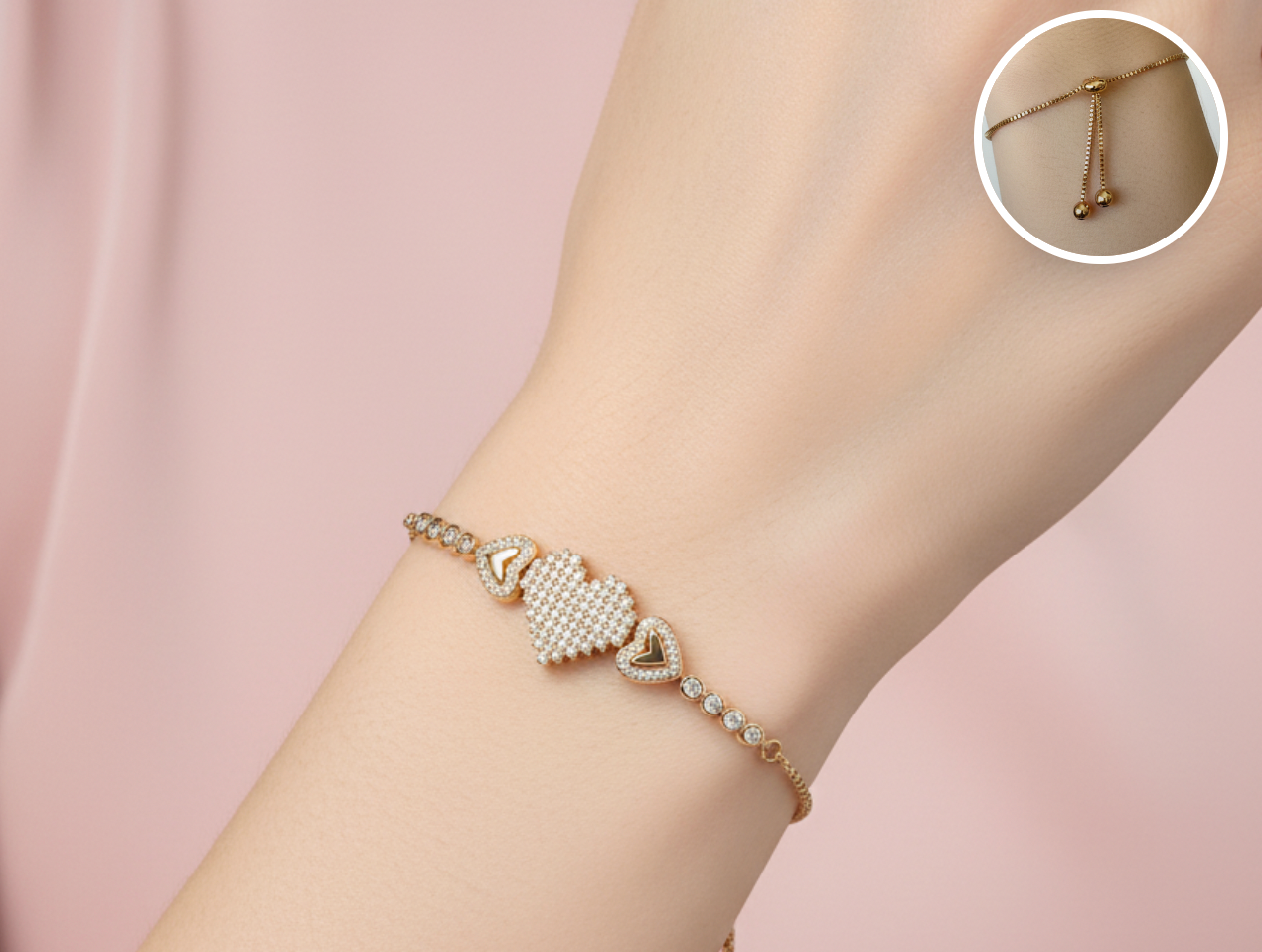 Pulsera Corazón Triple Bolo