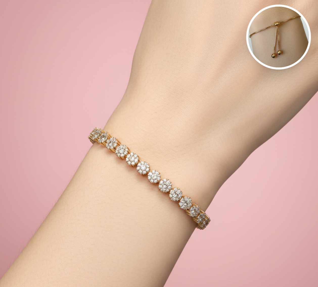 pulsera tennis de flores pavé
