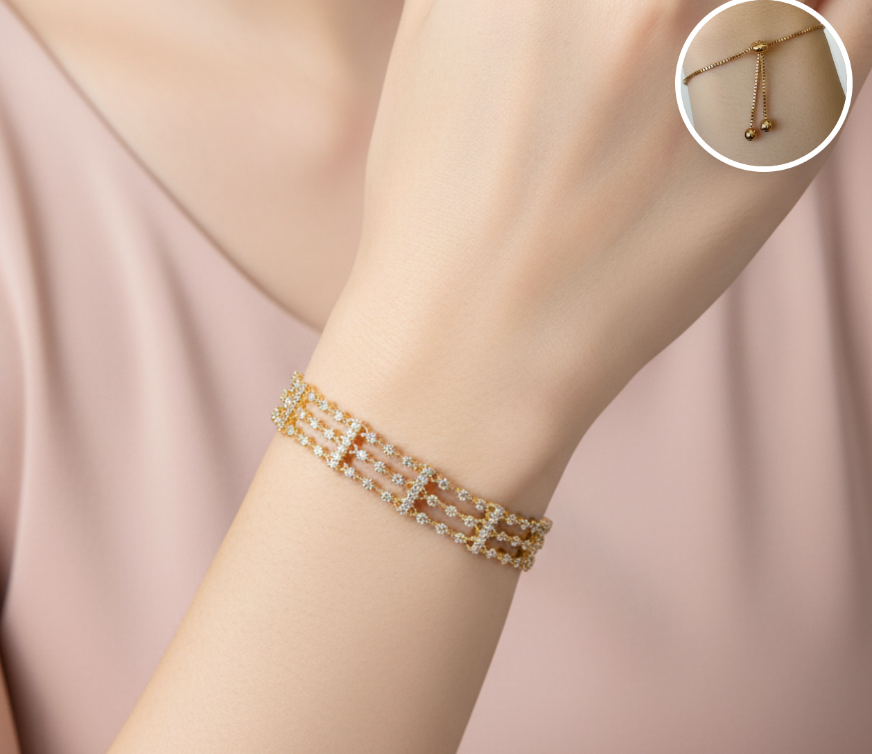 pulsera multicadena con barras de zirconia