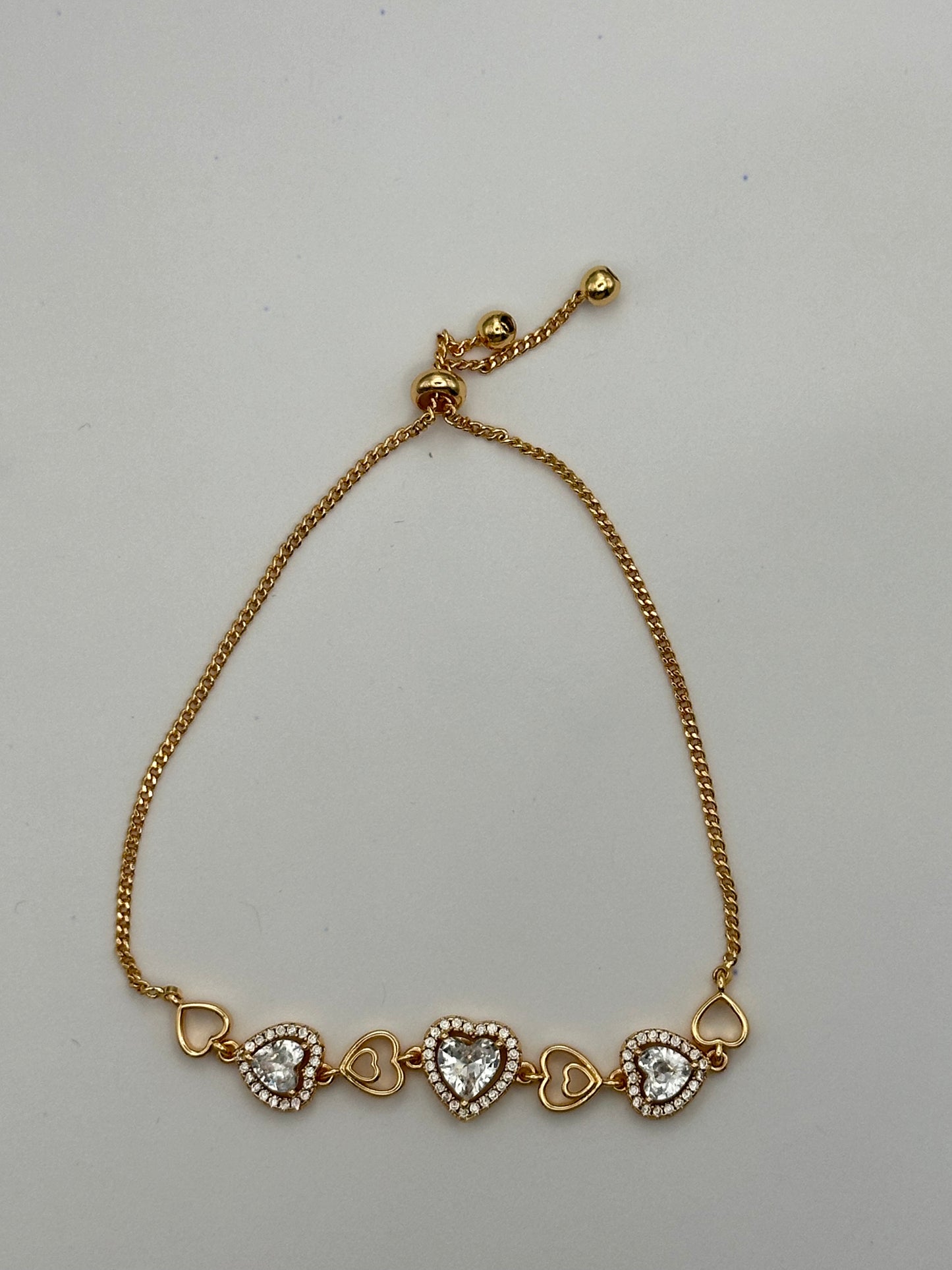 pulsera de corazones con halo de zirconia