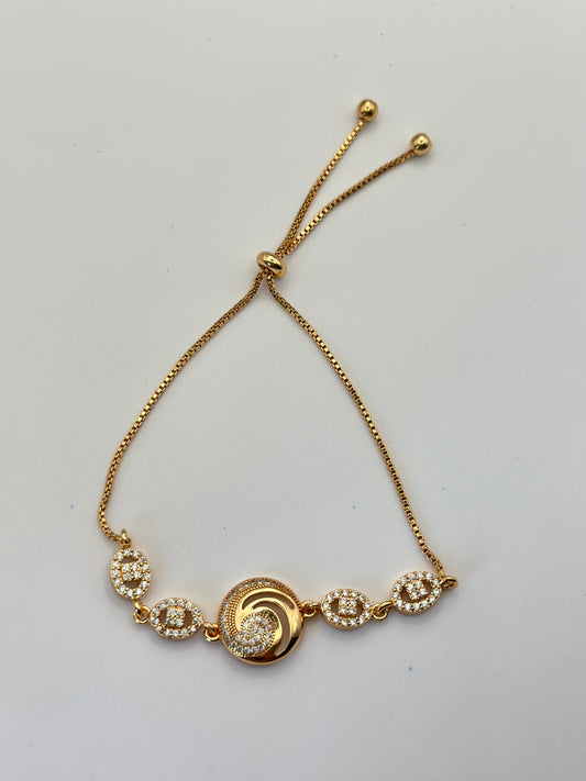 pulsera de eslabones mariner con dije de luna y zirconia