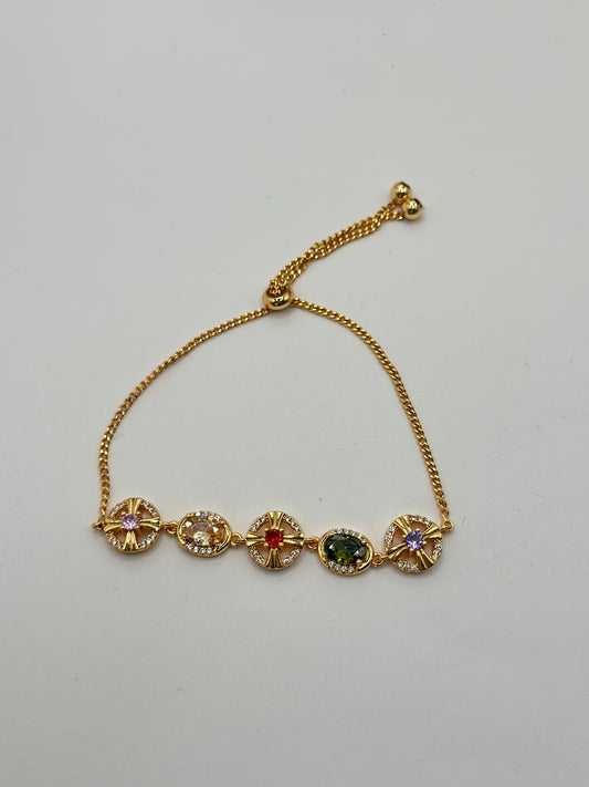 pulsera de medallones multicolor estilo vintage