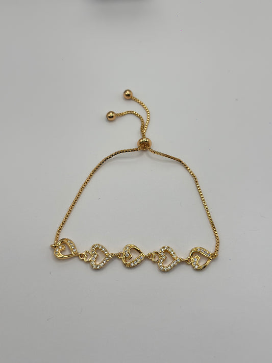 Pulsera Ajustable de dobles corazones