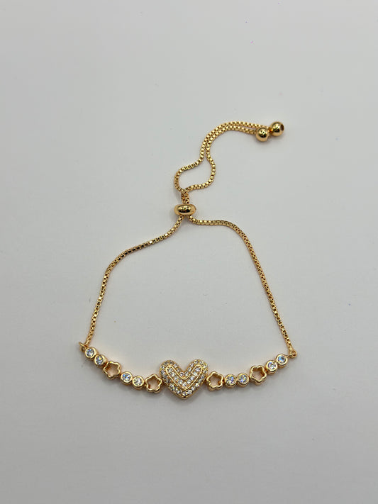 Pulsera Ajustables de corazón con flores