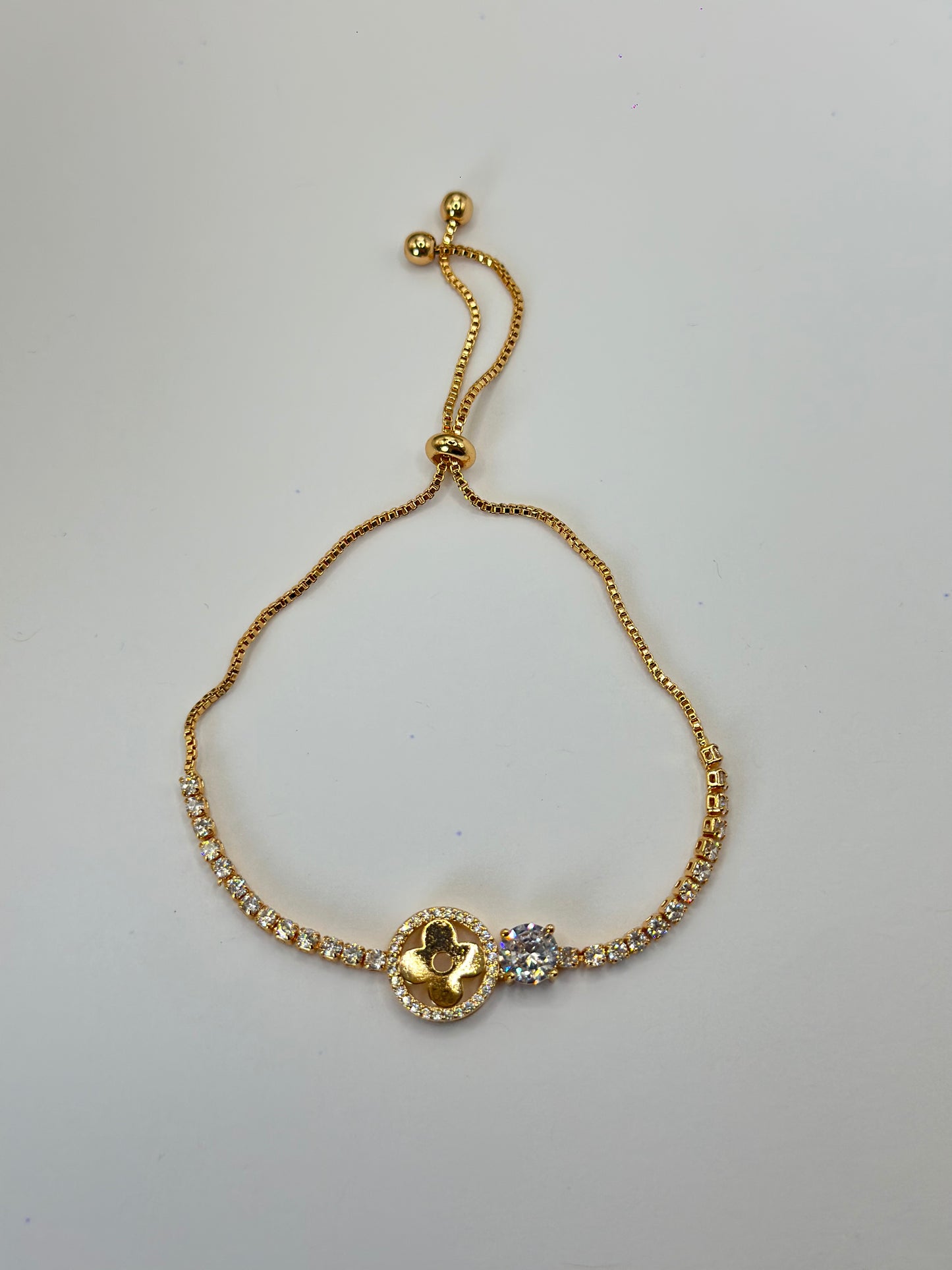 Pulsera Ajustable Flor Pavé