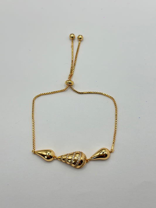PULSERA AJUSTABLE CONICO PAVE RAYADO
