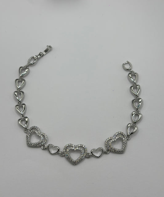 PULSERA CORAZONES ESCALONADOS PAVÉ