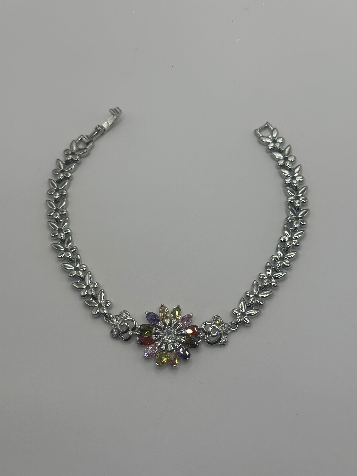 PULSERA FLOR MILTICOLOR PAVÉ