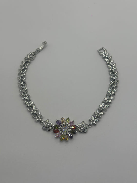 PULSERA FLOR MILTICOLOR PAVÉ