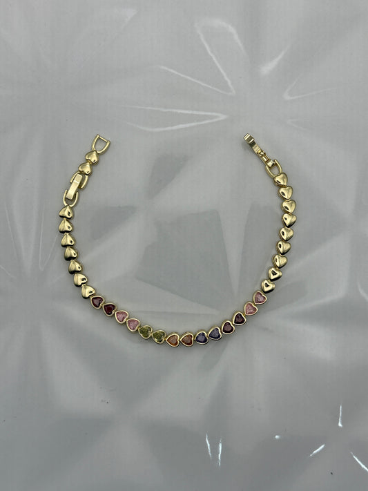 Pulsera de Corazones con Piedras Multicolor