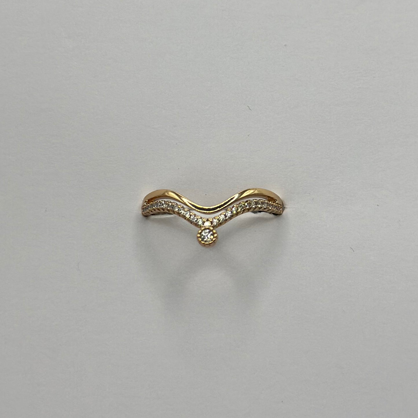ANILLO CHEVRON DOBLE SOLITARIO