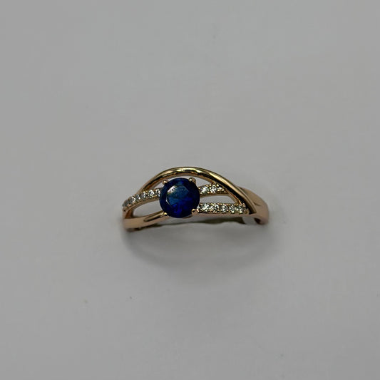 anillo solitario zafiro azul
