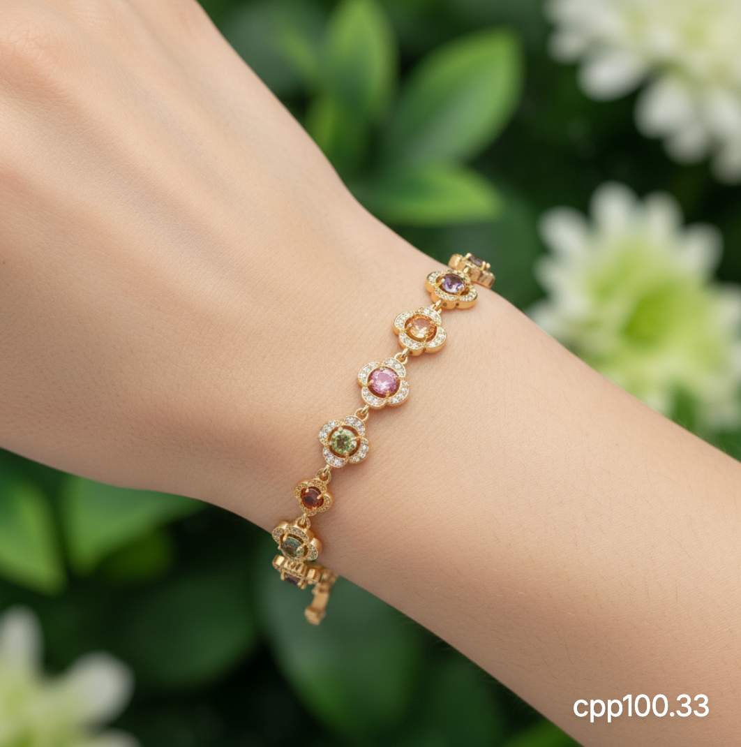 pulsera de flores con piedras multicolor