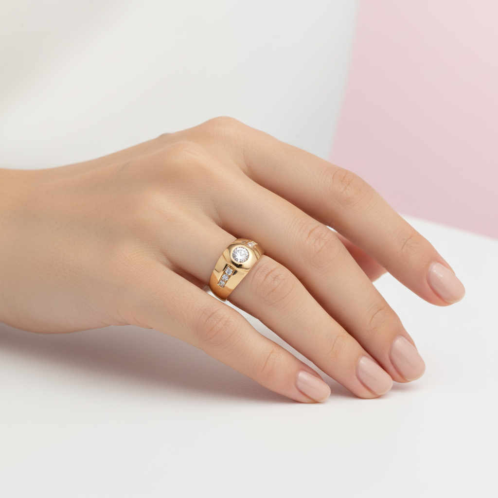 Anillo sello con piedra bezel