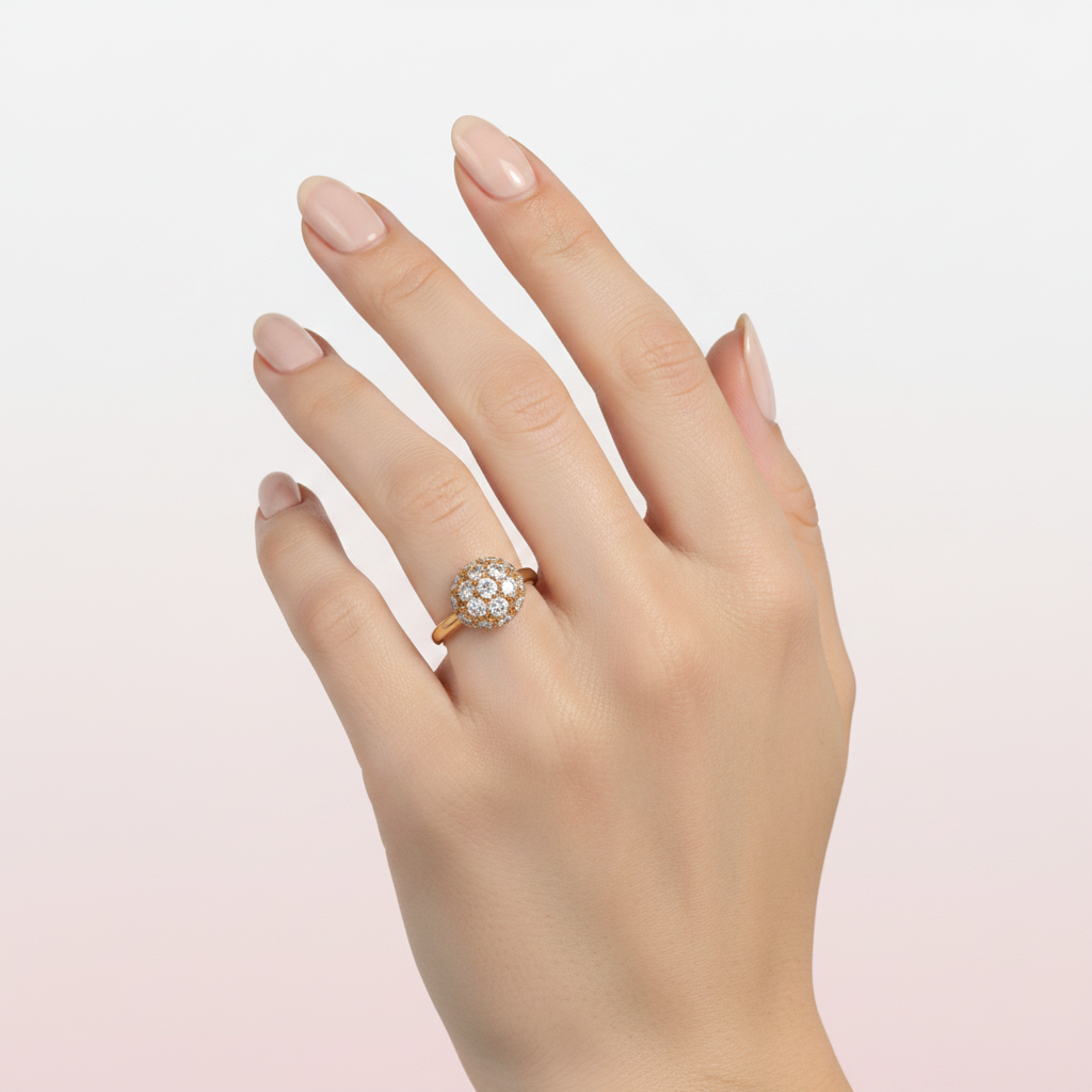 Anillo domo con cluster y milgrain