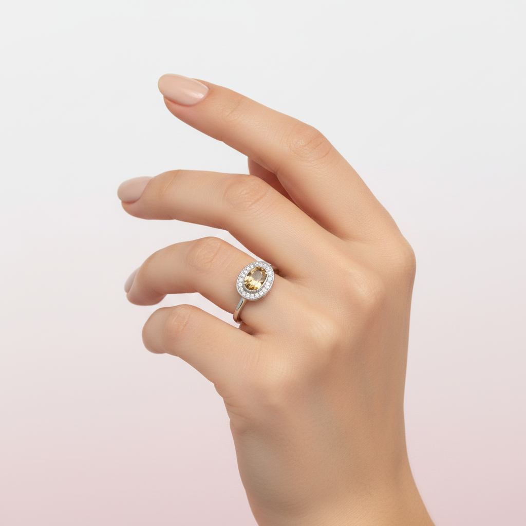 Anillo Halo Oval
