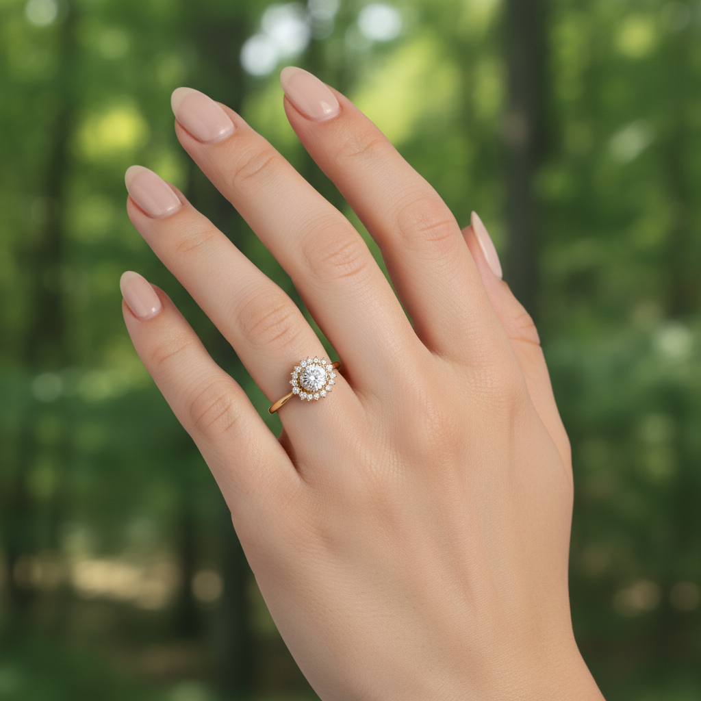 anillo solitario con halo