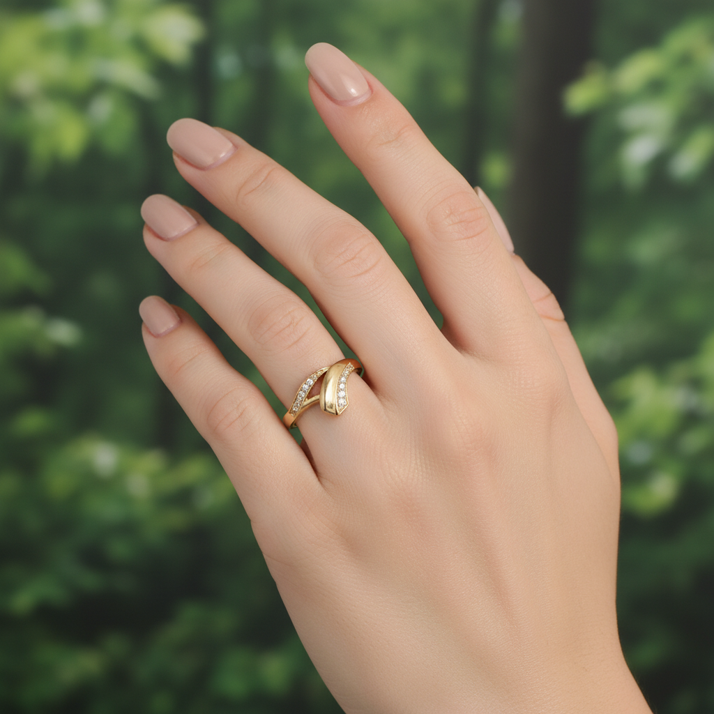 anillo crossover con pavé