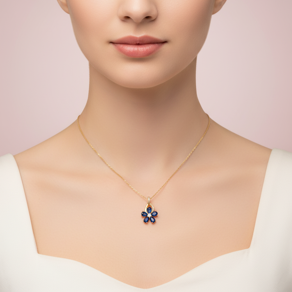 collar de flor Azul