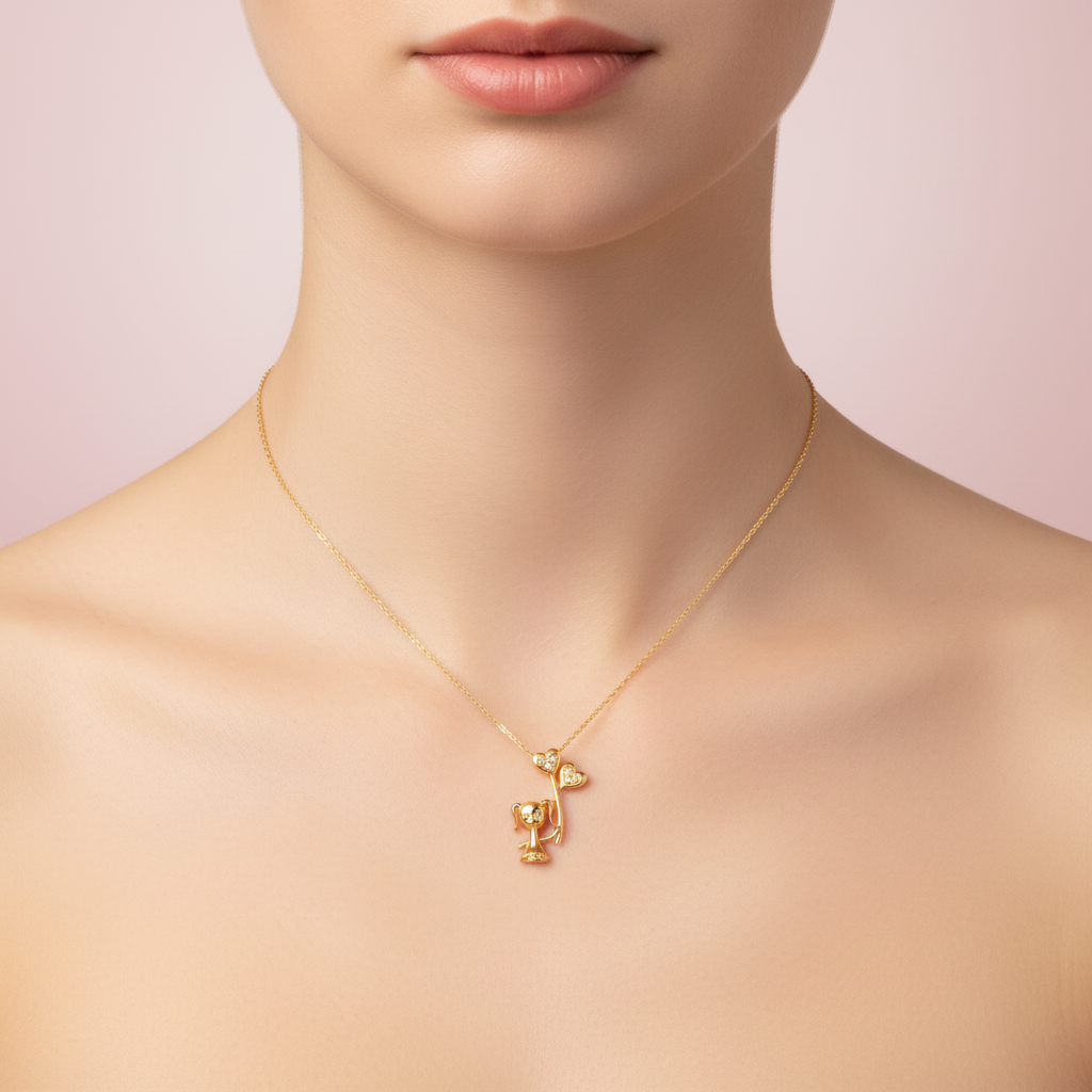 collar de niña con globos de corazón