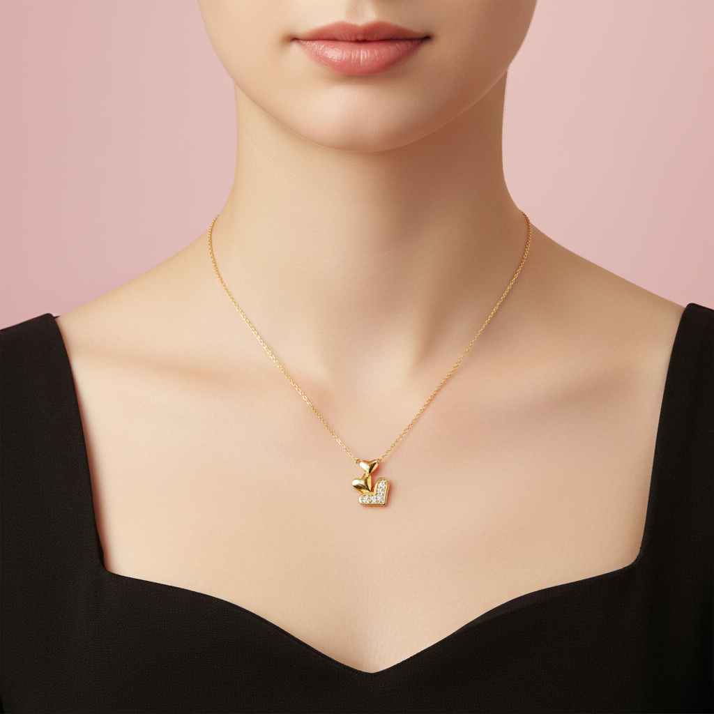 collar de triple corazón en cascada