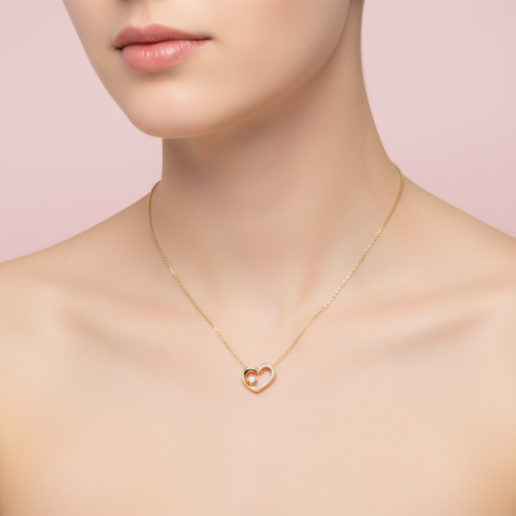 corazón con zirconia solitaria
