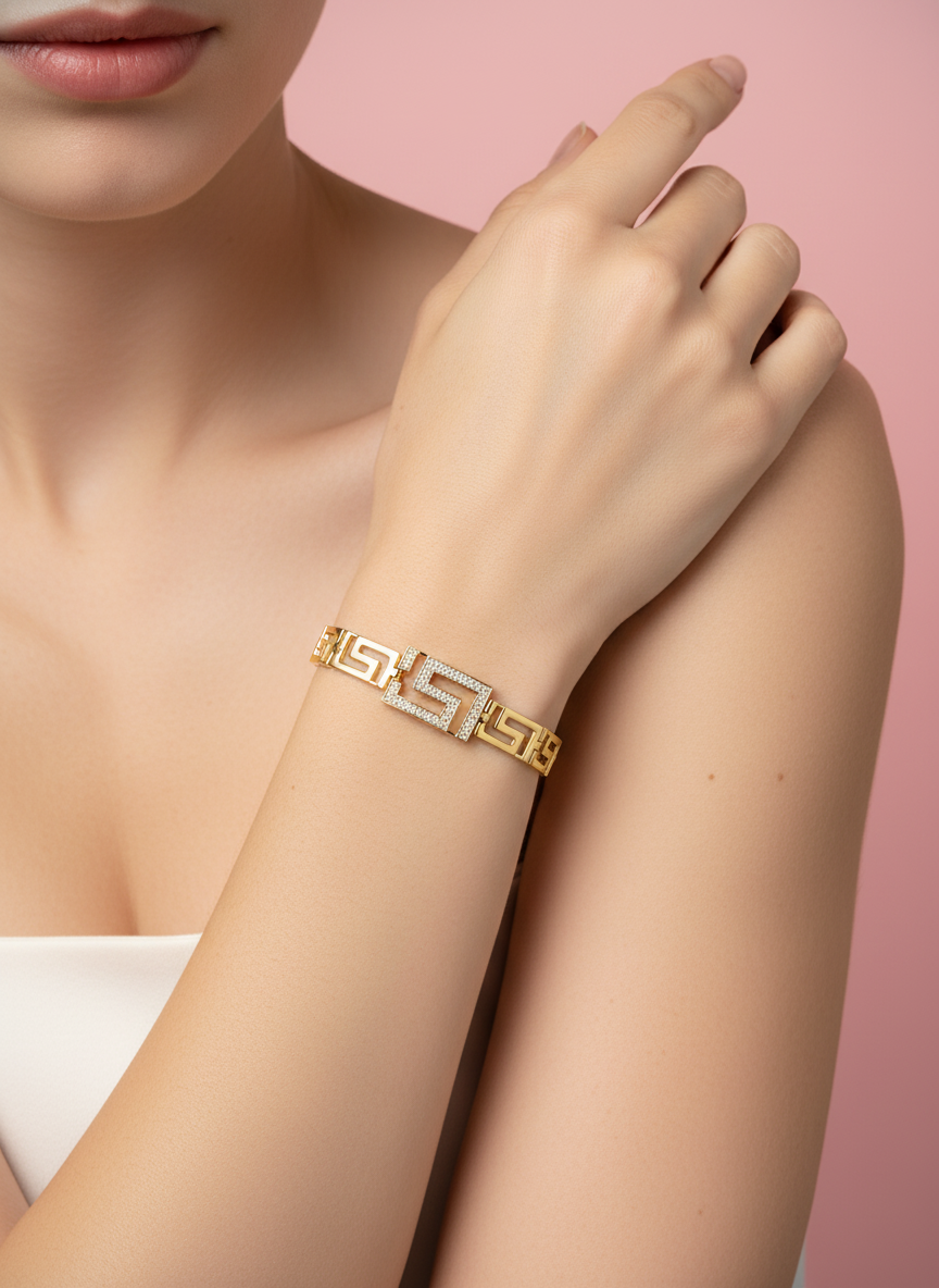 pulsera de greca griega con zirconias