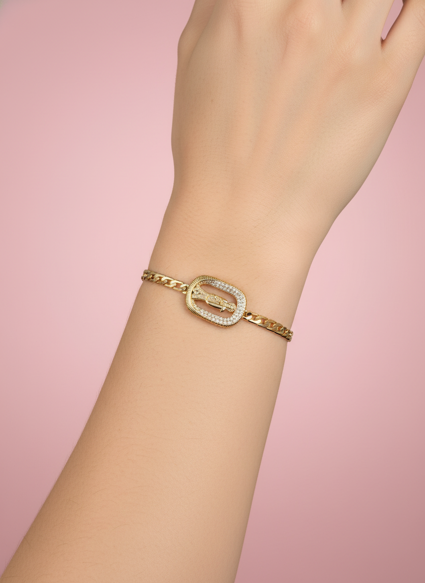 Pulsera Figaro con Medalla Religiosa