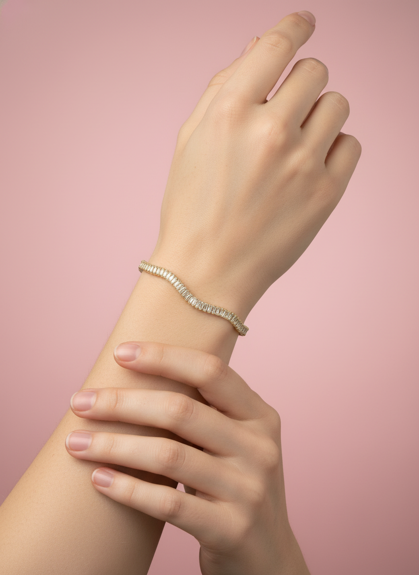 Pulsera tennis con piedras baguette