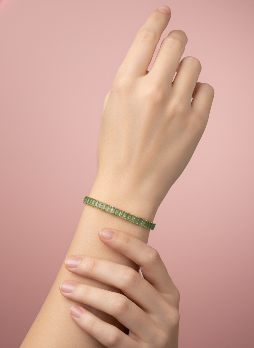 Pulsera tennis aguamarina