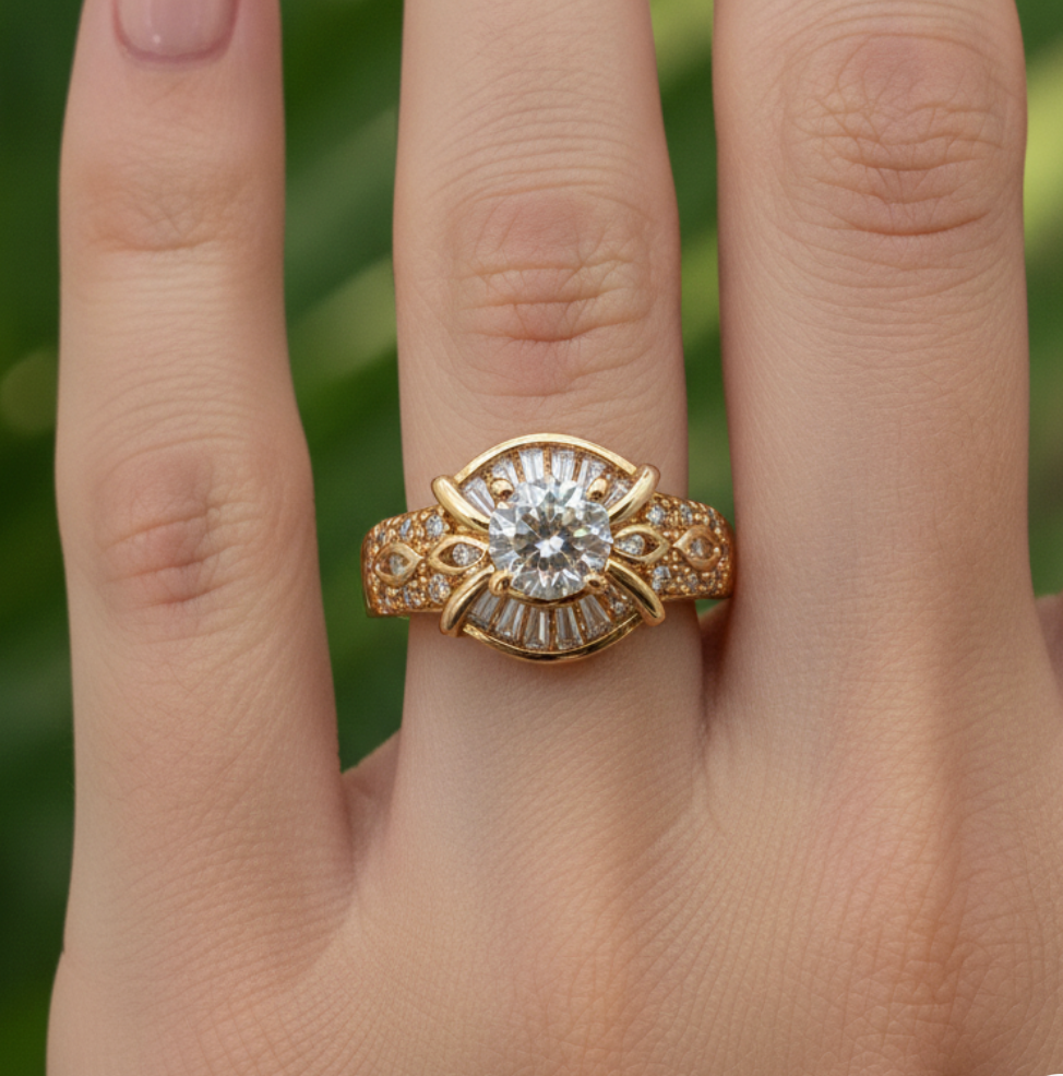 ANILLO SOLITARIO PAVÉ