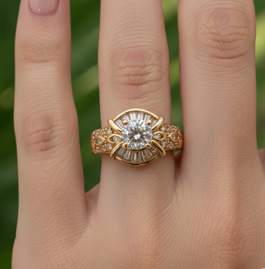 ANILLO SOLITARIO PAVÉ