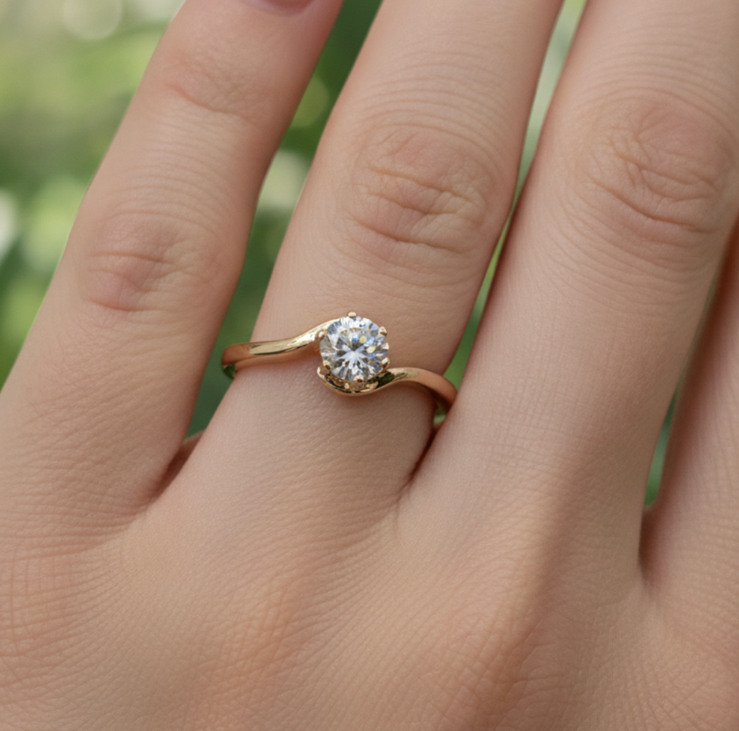 anillo ola solitario