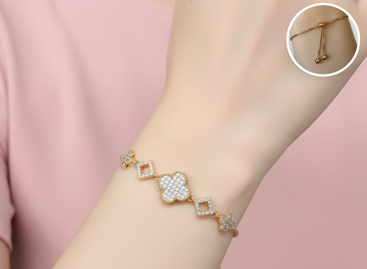 Pulsera Bolo Multiforma con Trébol y Rombos