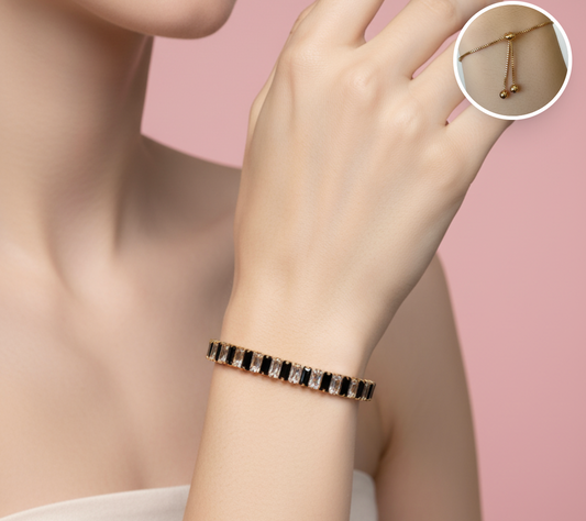 pulsera tennis baguette bicolor
