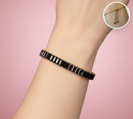pulsera tennis baguette negra