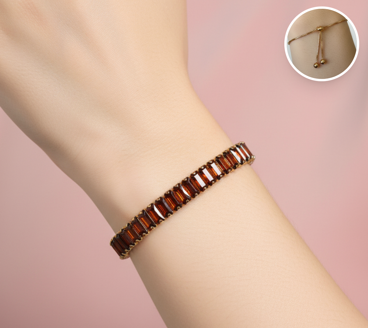 pulsera tennis baguette roja