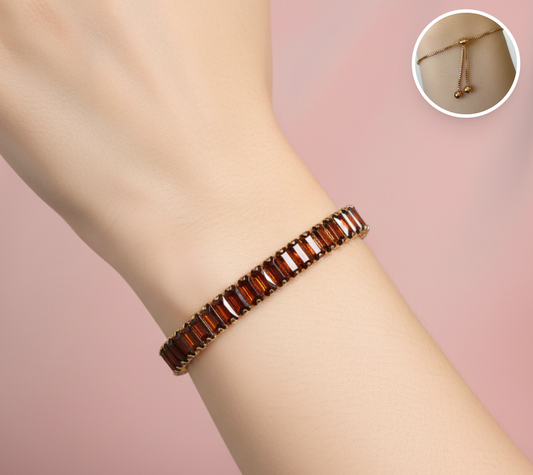 pulsera tennis baguette roja