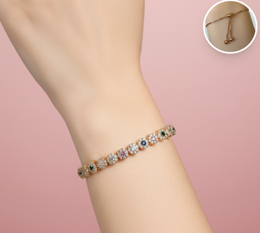pulsera floral multicolor con zirconia