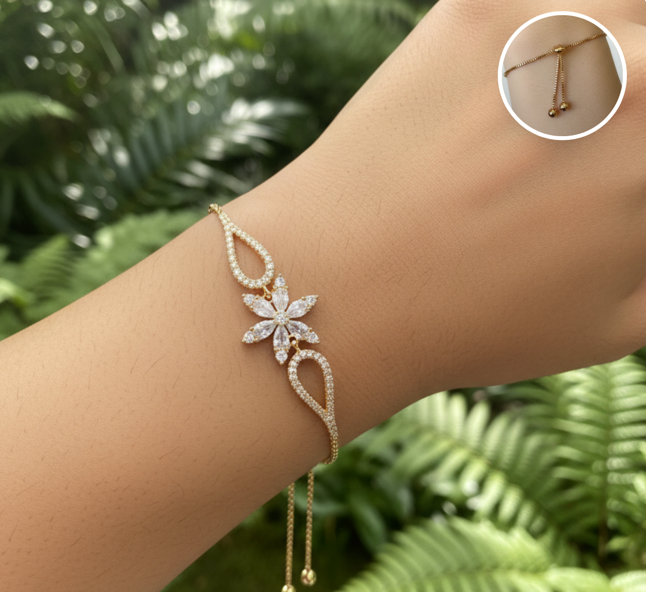 pulsera de flor con alas abiertas