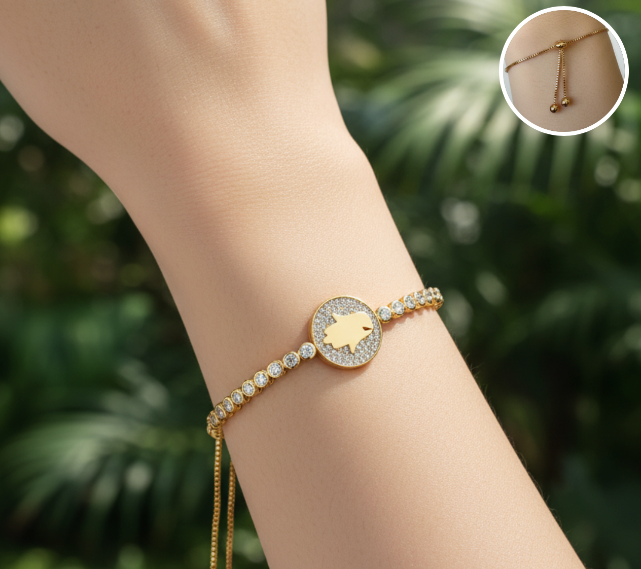 Pulsera Mano de Fátima Zirconia Ajustable