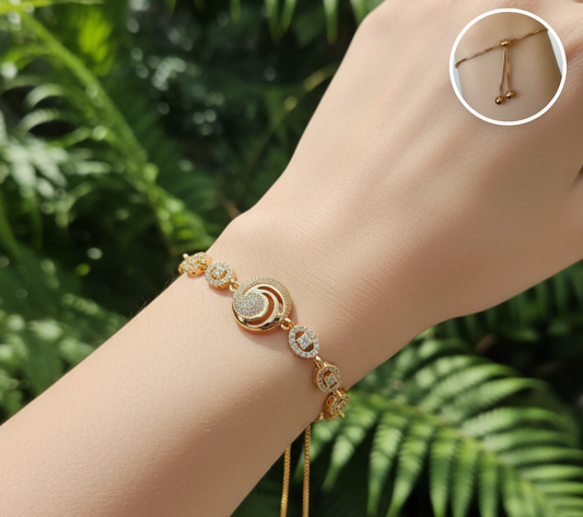 pulsera de eslabones mariner con dije de luna y zirconia