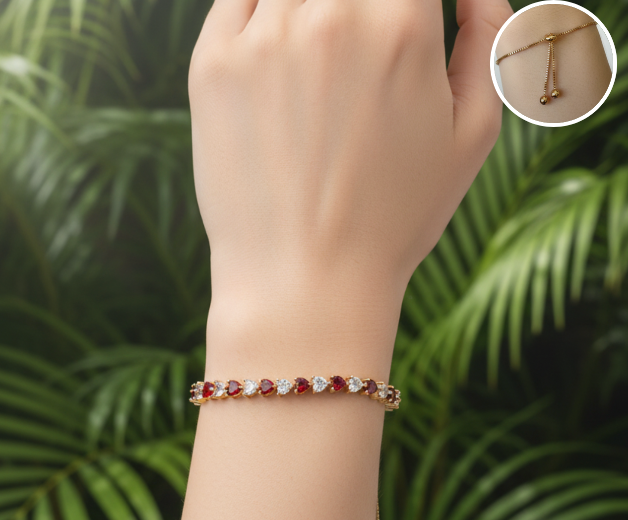 pulsera  de corazones bicolor