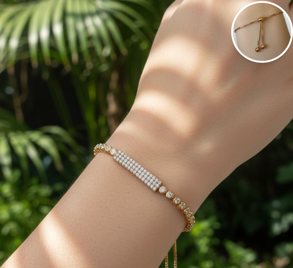 pulsera tennis con barra central