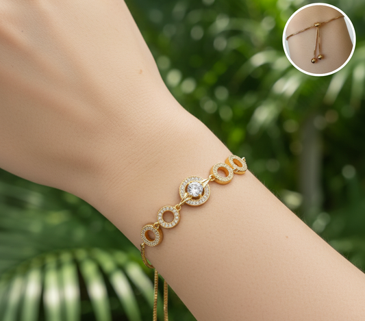 pulsera de círculos con halo de zirconia