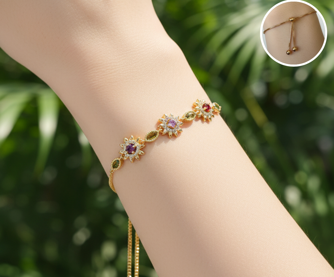 pulsera de soles con piedras de colores