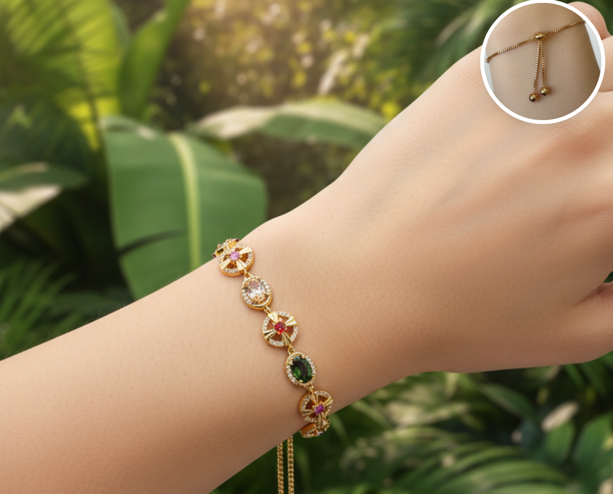 pulsera de medallones multicolor estilo vintage