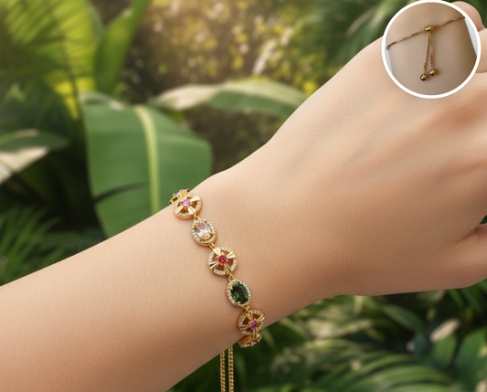 pulsera de medallones multicolor estilo vintage