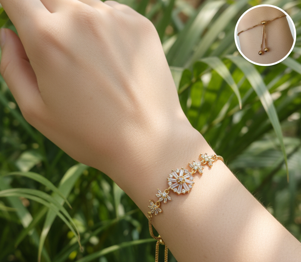 pulsera de copos con zirconia baguette