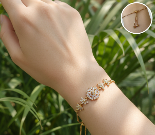 pulsera de copos con zirconia baguette